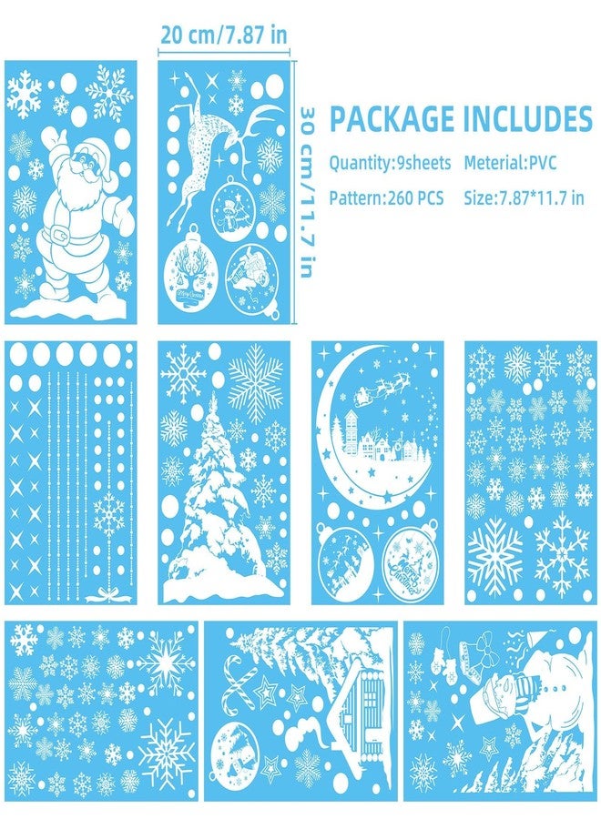 Plexaris Christmas Window Decorations - 260 Pcs Double-Sided Stickers, 9 Sheet Reusable White Vinyl PVC Snowflake Decals for Windows and Mirrors - Image 3
